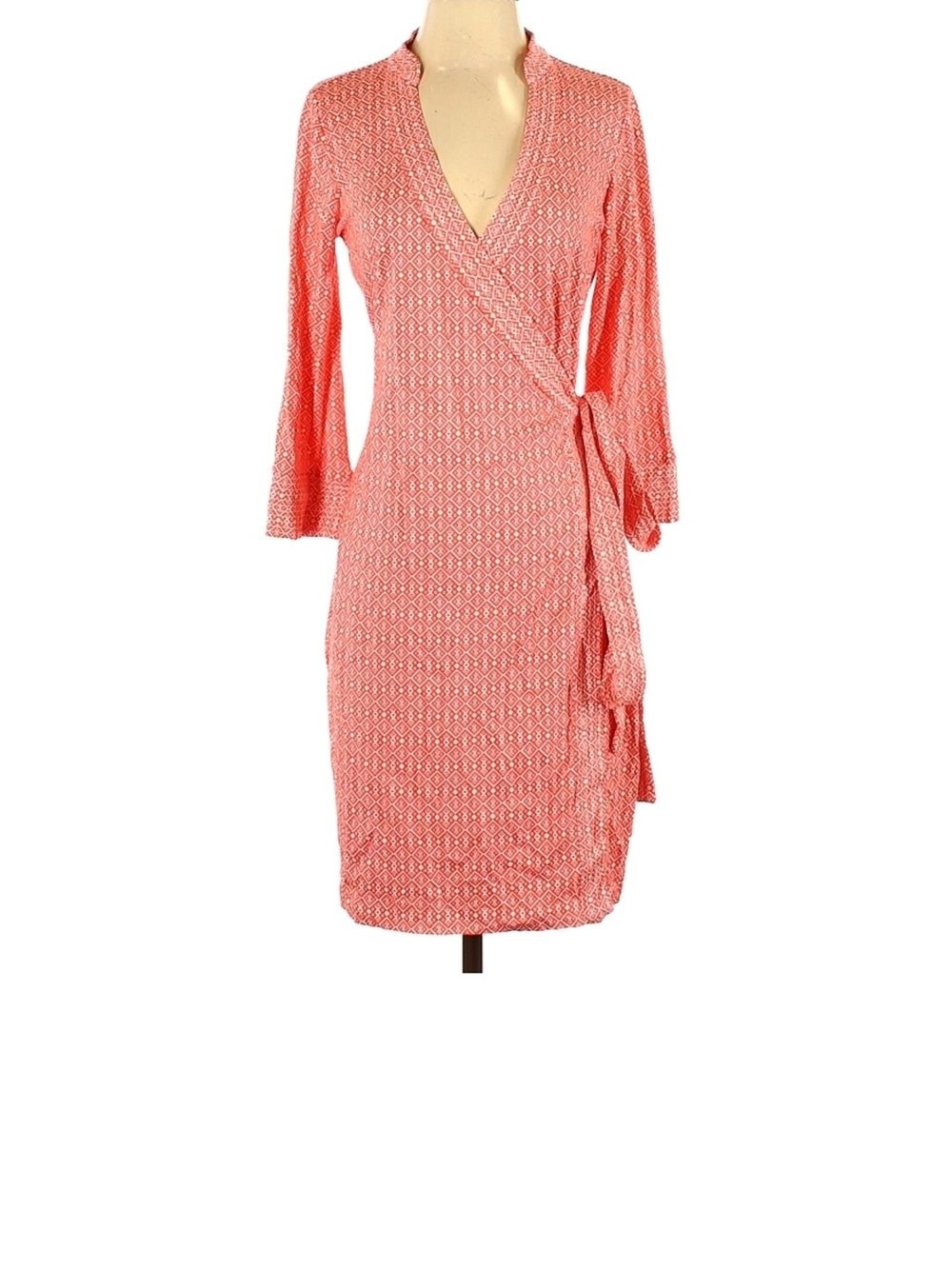C. Wonder Coral Printed Wrap Dress with Side Tie